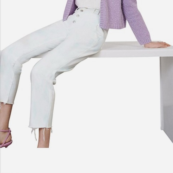 Maje NWT MULTI White and Light Blue Women's Praline High Rise Jeans FR 38 - Picture 2 of 14